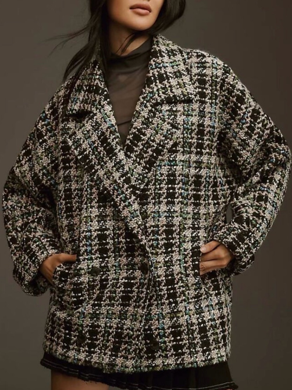 by Anthropologie Women’s Double Breasted Tweed Coat - size medium